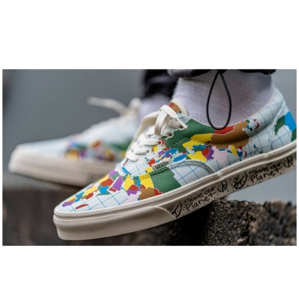 VANS Era Canvas Save Our Planet World Map Sneakers Shoes size 12 - Picture 2 of 14